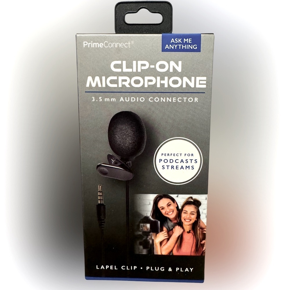 🆕 Prime Connect Clip-On Microphone Perfect For Podcasts & Streams Lapel Clip.
